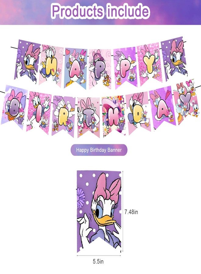 karg Daisy Duck Party Decoration Set - Movie Theme Banner, Cake Topper, Latex Balloons for Fan's Birthday Supplies - Image 2